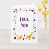 Carte Simple Love You Oiseau (Fleur jaune)