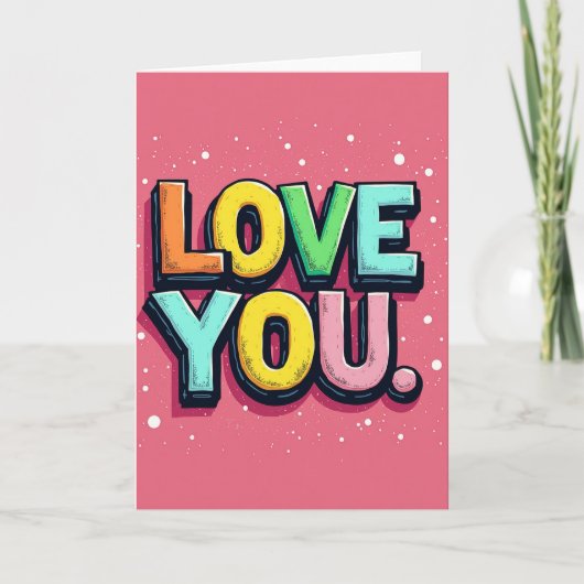 Carte Simple Love You Pointillée (Devant)