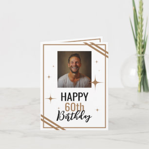 Carte Simple Mari blanc et Brown 60e anniversaire
