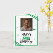 Carte Simple Mari blanc et vert 60e anniversaire (Fleur jaune)