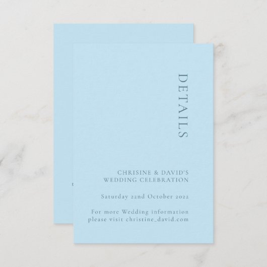 Carte simple Mariage bleu doux Détails (Devant / Derrière)