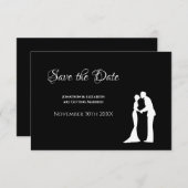 Carte Simple mariage enregistrer date Noir Blanc Mariée (Devant / Derrière)