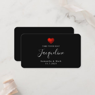 Carte simple Mariage moderne Red Heart Flat Place 