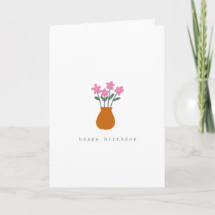 Carte Simple mignon Fleur rose minimaliste Anniversaire
