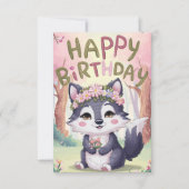Carte Simple mignon Wolf Digital Anniversaire (Devant)