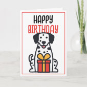 Carte Simple mignonne Chien dalmate avec boîte cadeau An (Devant)