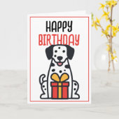 Carte Simple mignonne Chien dalmate avec boîte cadeau An (Fleur jaune)