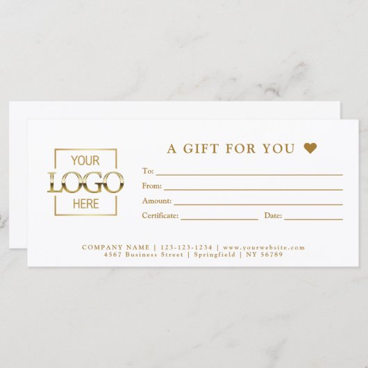 Carte Simple Minimal Business Gift Certificate Template (Devant / Derrière)