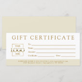 Carte Simple Minimalist Custom Business Gift Certificate (Devant / Derrière)