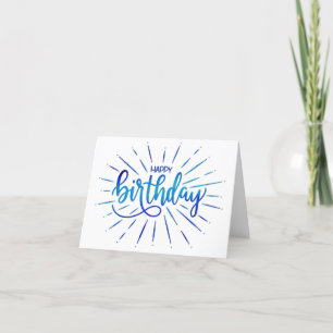 Carte Simple Minimalist Happy Birthday Blue Ray