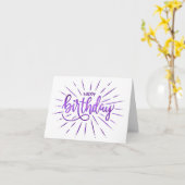 Carte Simple Minimalist Happy Birthday Purple Rays (Fleur jaune)