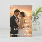 Carte Simple Minimalist Wedding Sunset Beach Flat Card (Debout devant)