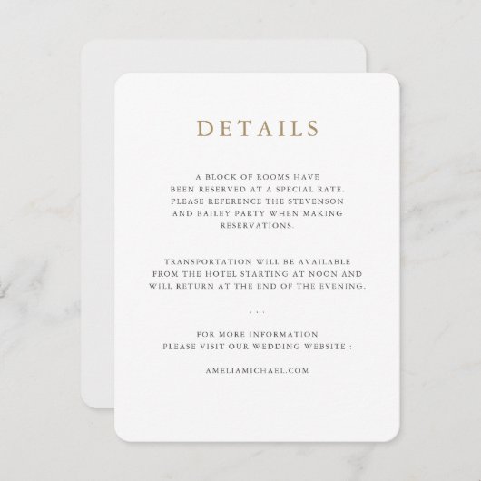Carte Simple Minimaliste Mariage Détails (Devant / Derrière)