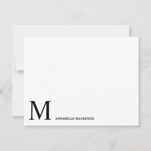 Carte simple minimaliste minimaliste noir Monogram (Devant)