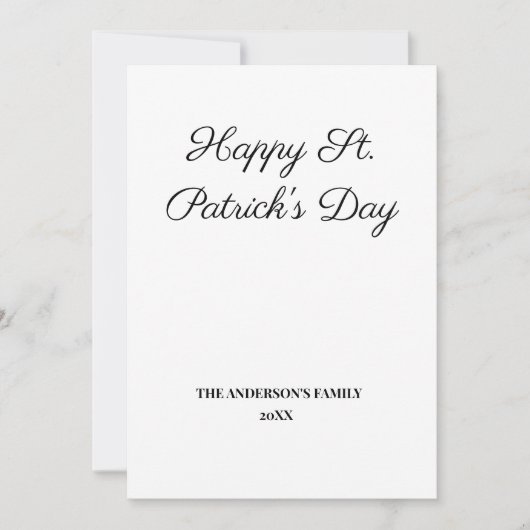 Carte simple minimum ajouter votre texte st. patricks da (Devant)
