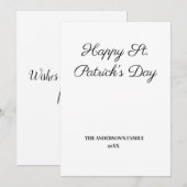 Carte simple minimum ajouter votre texte st. patricks da (Devant / Derrière)