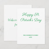 Carte simple minimum ajouter votre texte st. patricks da (Devant / Derrière)
