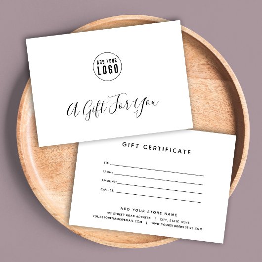 Carte Simple Modern Ajouter Votre Certificat Cadeau Logo