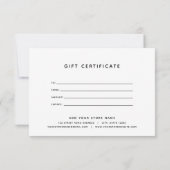 Carte Simple Modern Ajouter Votre Certificat Cadeau Logo (Dos)