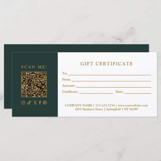 Carte Simple Modern Business QR Code Gift Certificate (Devant / Derrière)