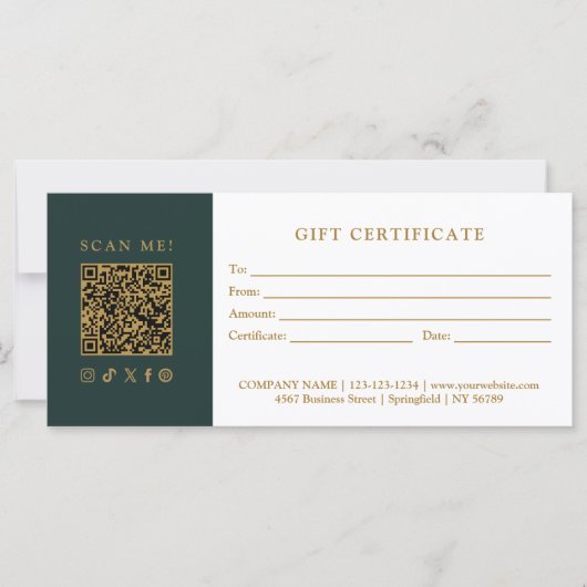Carte Simple Modern Business QR Code Gift Certificate (Devant)