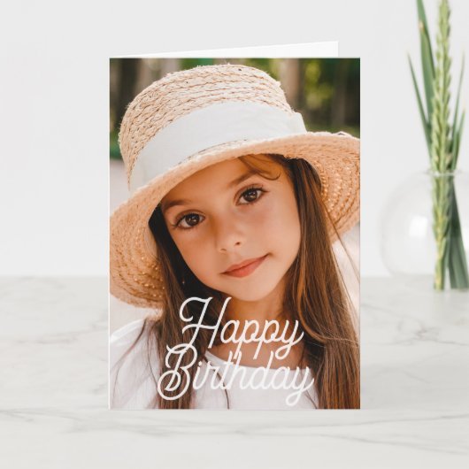 Carte Simple Modern Cursive Custom Photo Birthday (Devant)