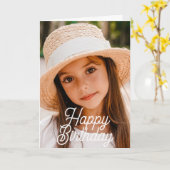 Carte Simple Modern Cursive Custom Photo Birthday (Fleur jaune)
