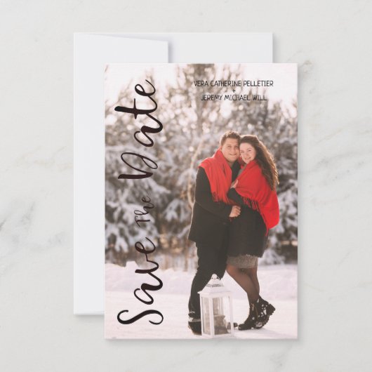 Carte Simple Modern Personalized Photo Engagement Couple (Devant)