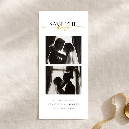 Carte Simple Modern Photo Strip Wedding Save the Date