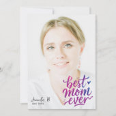 Carte Simple Modern Purple Pink Best Mother Photo Script (Devant)
