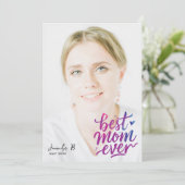 Carte Simple Modern Purple Pink Best Mother Photo Script (Debout devant)