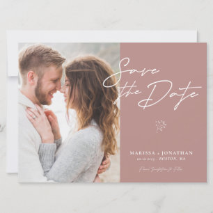 Carte Simple Modern Script Photo Enregistrer La Date