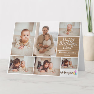 Carte Simple moderne Anniversaire papa photo collage de