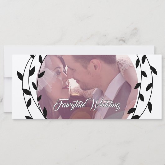 Carte Simple moderne Boho Black Leaf Mariage de couronne (Dos)