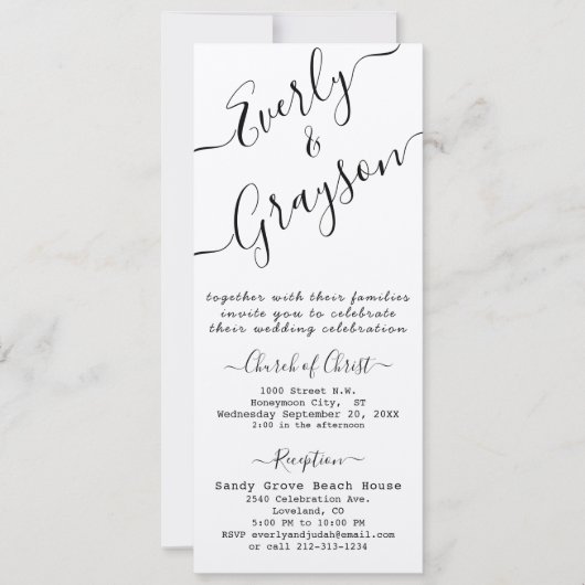 Carte Simple moderne Boho Black Leaf Mariage de couronne (Devant)