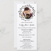 Carte Simple moderne Boho Black Leaf Mariage de couronne (Devant)
