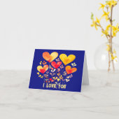 CARTE SIMPLE MODERNE BOHO COEUR PETALS "JE T'AIME" (Fleur jaune)