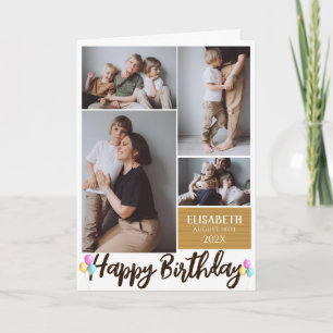 Carte Simple Moderne Bois Anniversaire Style Photo Colla