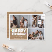 Carte Simple Moderne Bois Anniversaire Style Photo Colla (Devant/Arrière en situation)