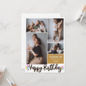 Carte Simple Moderne Bois Anniversaire Style Photo Colla (Devant/Arrière en situation)