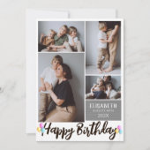 Carte Simple Moderne Bois Anniversaire Style Photo Colla (Devant)