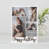 Carte Simple Moderne Bois Anniversaire Style Photo Colla (Debout devant)