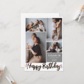 Carte Simple Moderne Bois Anniversaire Style Photo Colla (Devant/Arrière en situation)