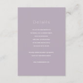 Carte simple moderne Dusty Lilac Mariage Détails (Devant)