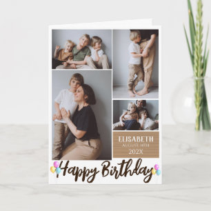 Carte Simple moderne en bois Anniversaire stylé Collage