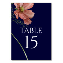 Carte simple moderne Floral Navy Table Card