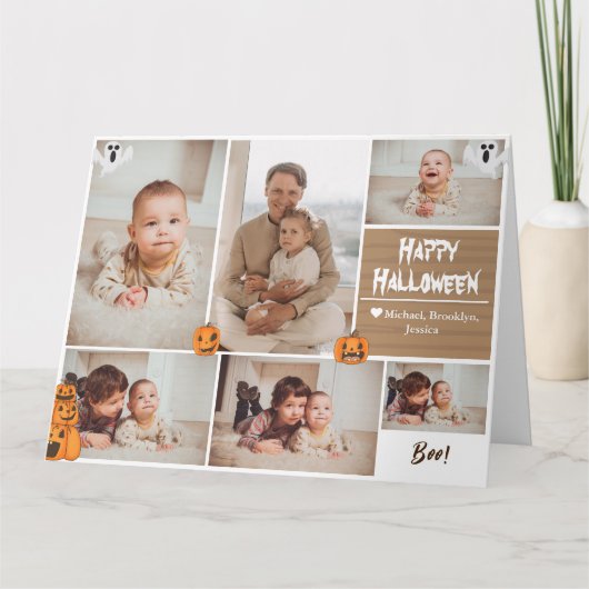 Carte Simple moderne Happy Halloween photo collage famil (Devant)