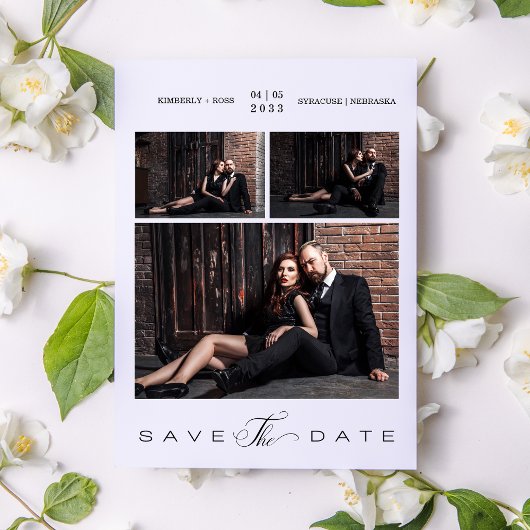 Carte Simple moderne Mariage Couple 3 Photos Collage