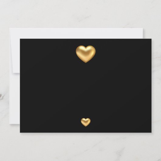 Carte simple moderne Mariage noir Or coeur plat (Dos)