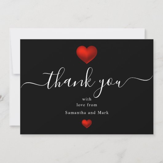 Carte simple moderne Mariage rouge Coeur noir (Devant)